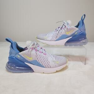Nike Air Max 270 GS 4Y Womens 5.5 Pur Platinum Rush Fuschia Blue Beyond Lemon